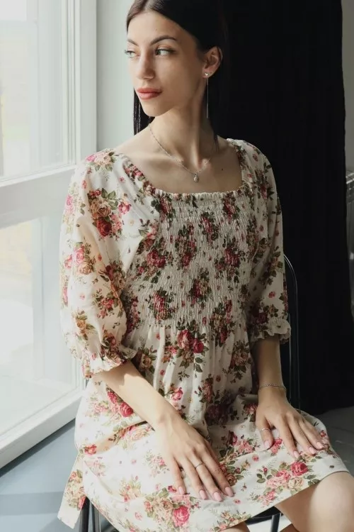 Платье из льна Silence 307 Milk flower - фото №2