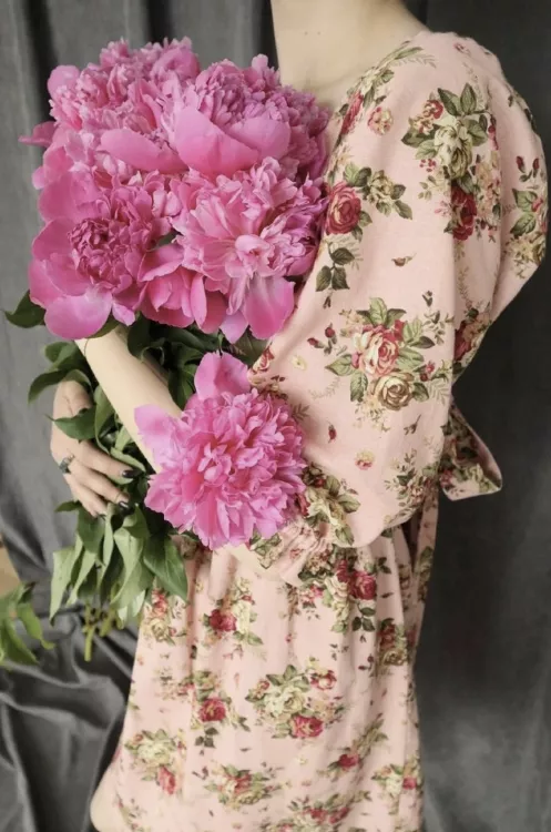 Льняное платье Silence 307 Coral flower - фото №3